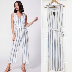 PAIGE Meade Striped Jumpsuit NWT 10 White Dream Blue